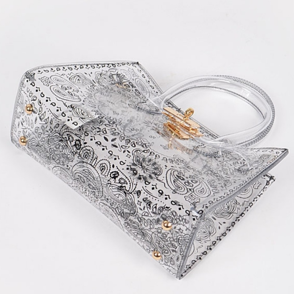 Clear Transparent Paisley Print Shoulder Bag NEW - Picture 4 of 12